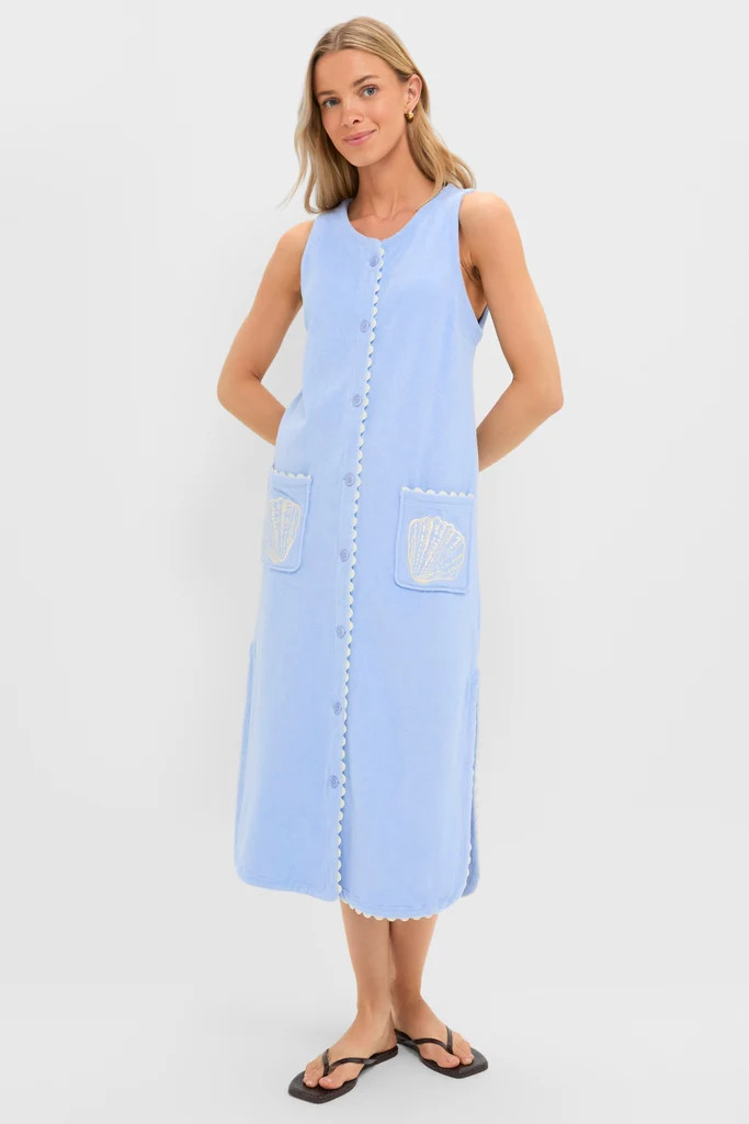 Sky Blue Embroidered Bermuda Terrycloth Caftan | Tuckernuck (US)
