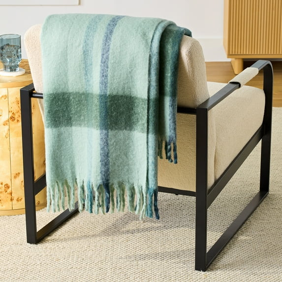 Better Homes & Gardens Faux Mohair Cozy Couch Throw Blanket Green Plaid, 50x72" | Walmart (US)