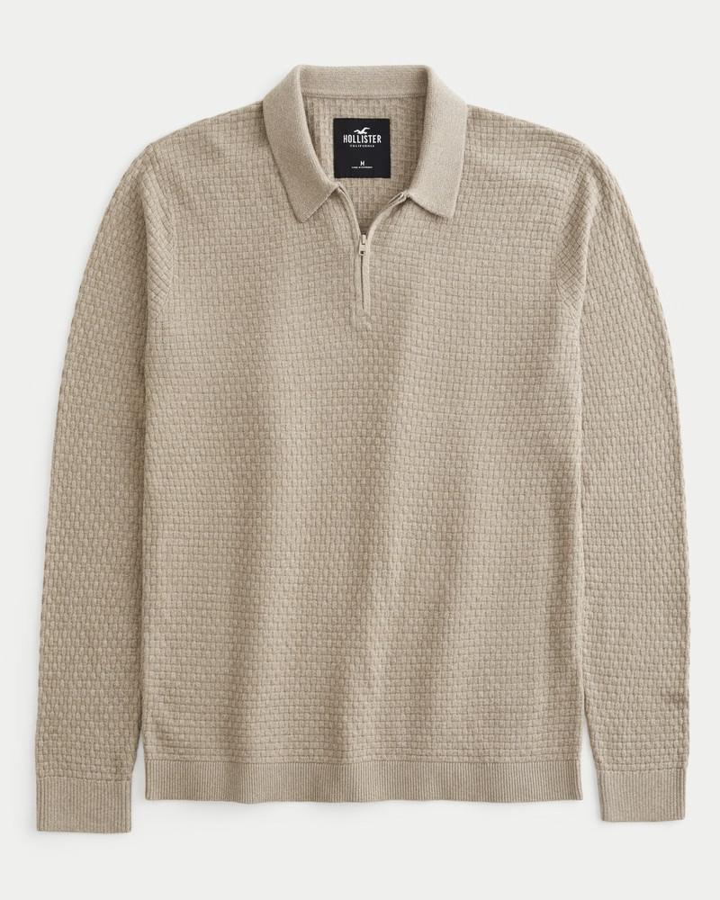 Textured Long-Sleeve Sweater Polo | Hollister (US)