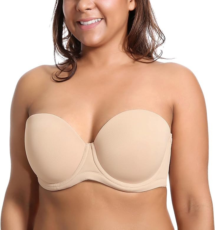 DELIMIRA Women's Underwire Contour Multiway Full Coverage Strapless Bra Plus Size | Amazon (US)