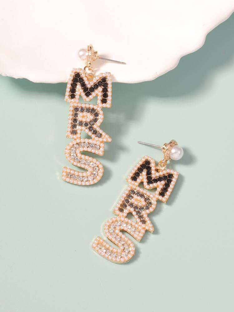 Rhinestone Letter Drop Earrings | SHEIN