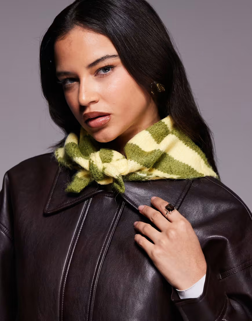 Kiwi & Co contains wool hand knitted neck tie in lime stripe-Green | ASOS (Global)