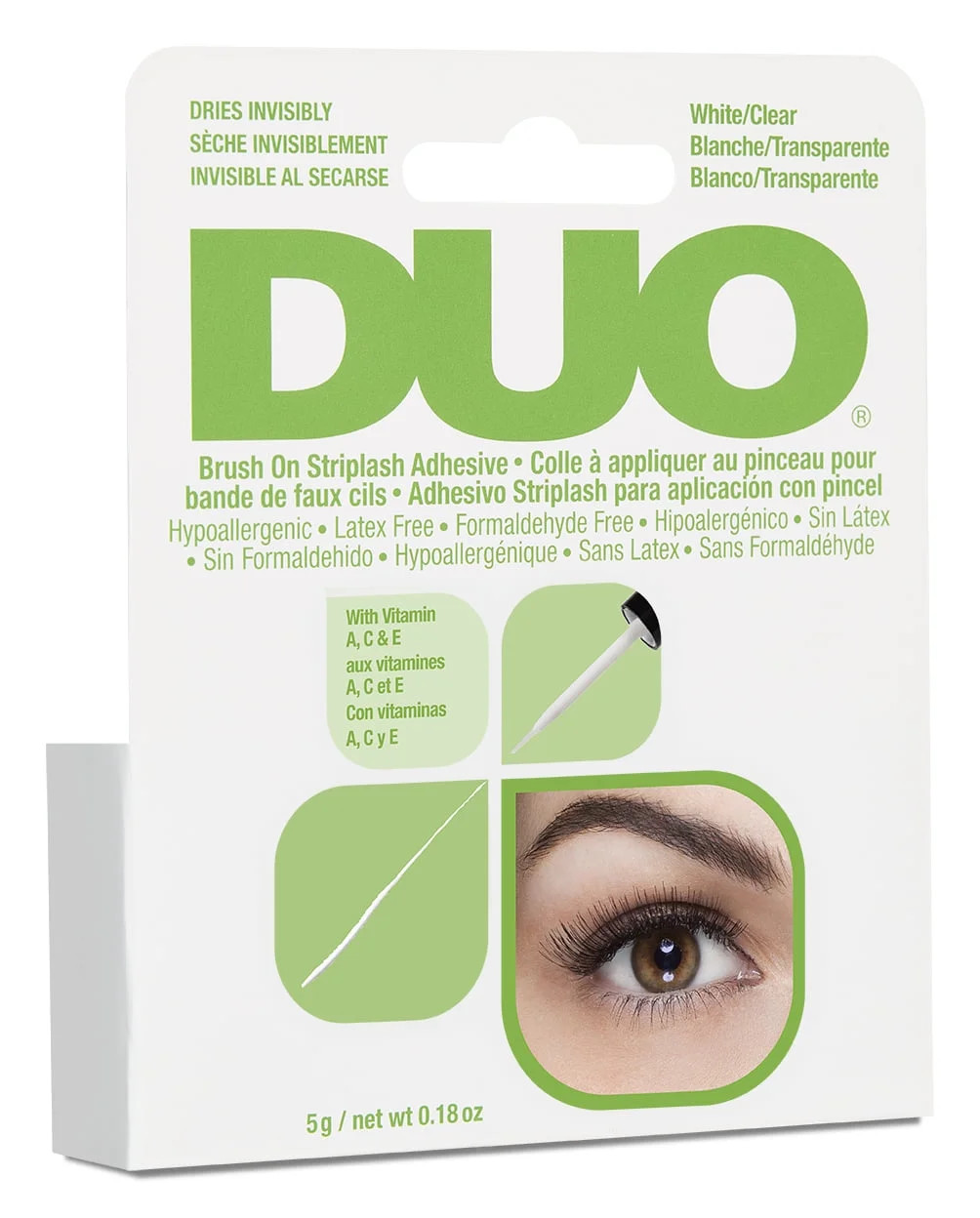 DUO Brush-On Liquid Lash Glue, Eyelash Adhesive, White/Clear, Dries Invisibly, 0.18 oz | Walmart (US)