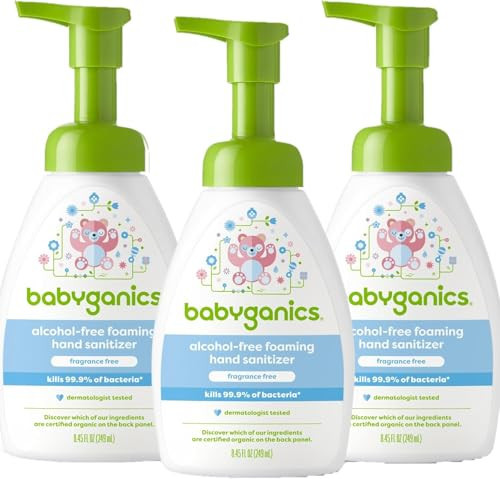 Babyganics Alcohol-Free Foaming Hand Sanitizer, Pump Bottle, Fragrance Free, 8.45 oz, 3 Pack | Amazon (US)