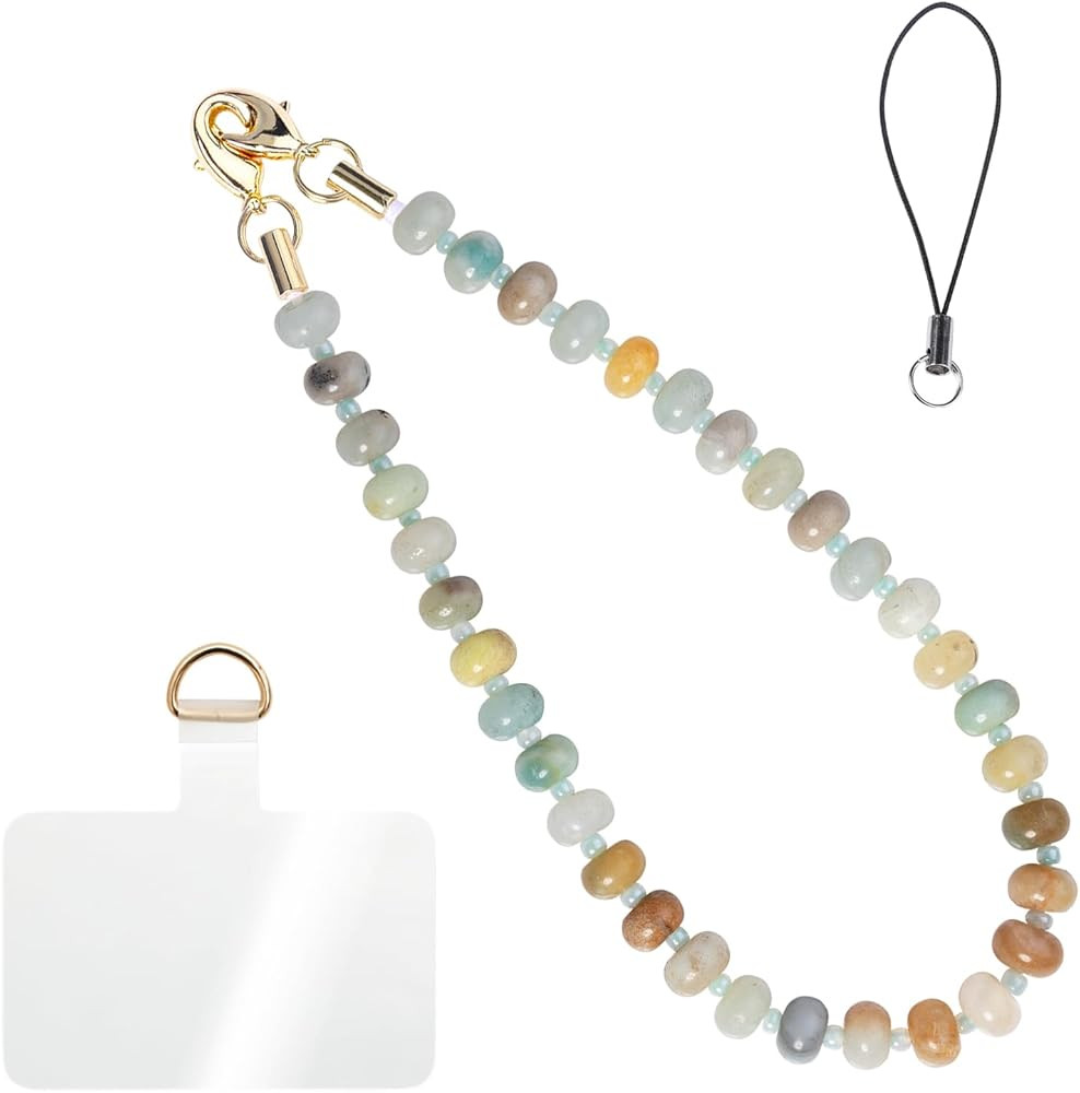 Handmade Natural Gemstone Beaded Charm Cell Phone Camera Lanyard, Wrist Strap, Phone Chain String... | Amazon (US)