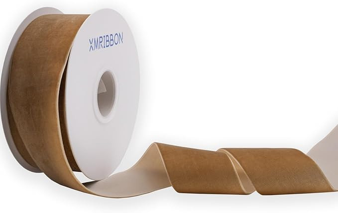 Vintage Khaki Velvet Ribbon 2 Inch Single Face for Gift Wrapping, Hair Bows, Choker, Wedding Deco... | Amazon (US)