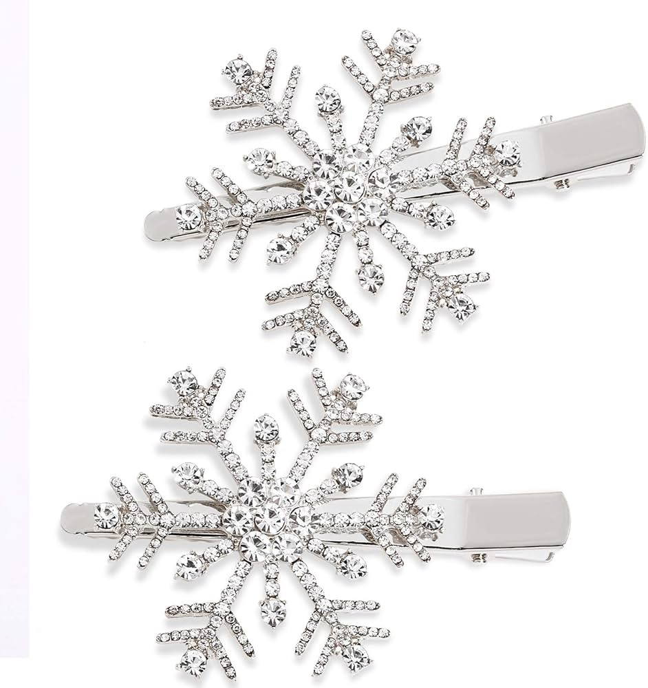 Christmas Snowflake Hair Clips Winter Holiday Jewlry Big Crystal Snowflake Hairpin Barrette Weddi... | Amazon (US)