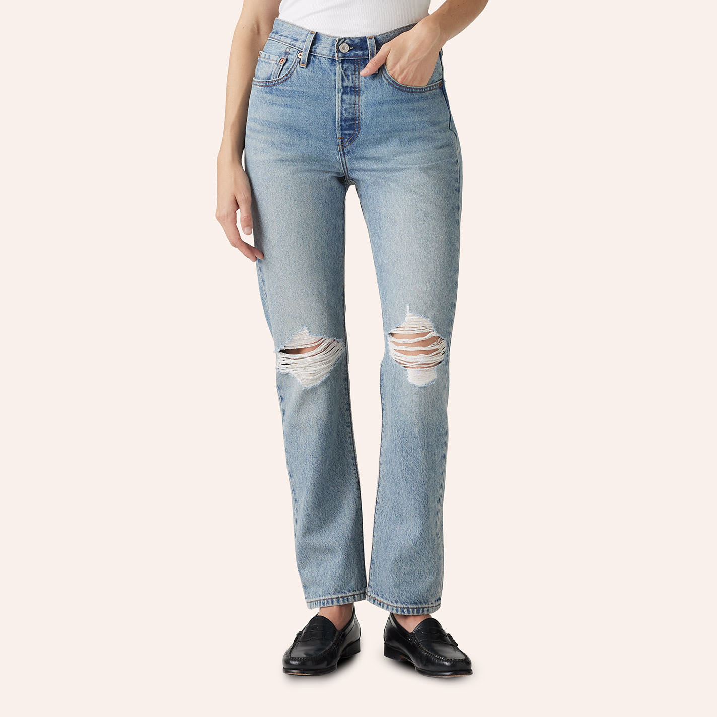 Levi's Women's 501 Plan To Stay Distressed Straight Leg Jeans - 25 - From Cavender's | Cavender's