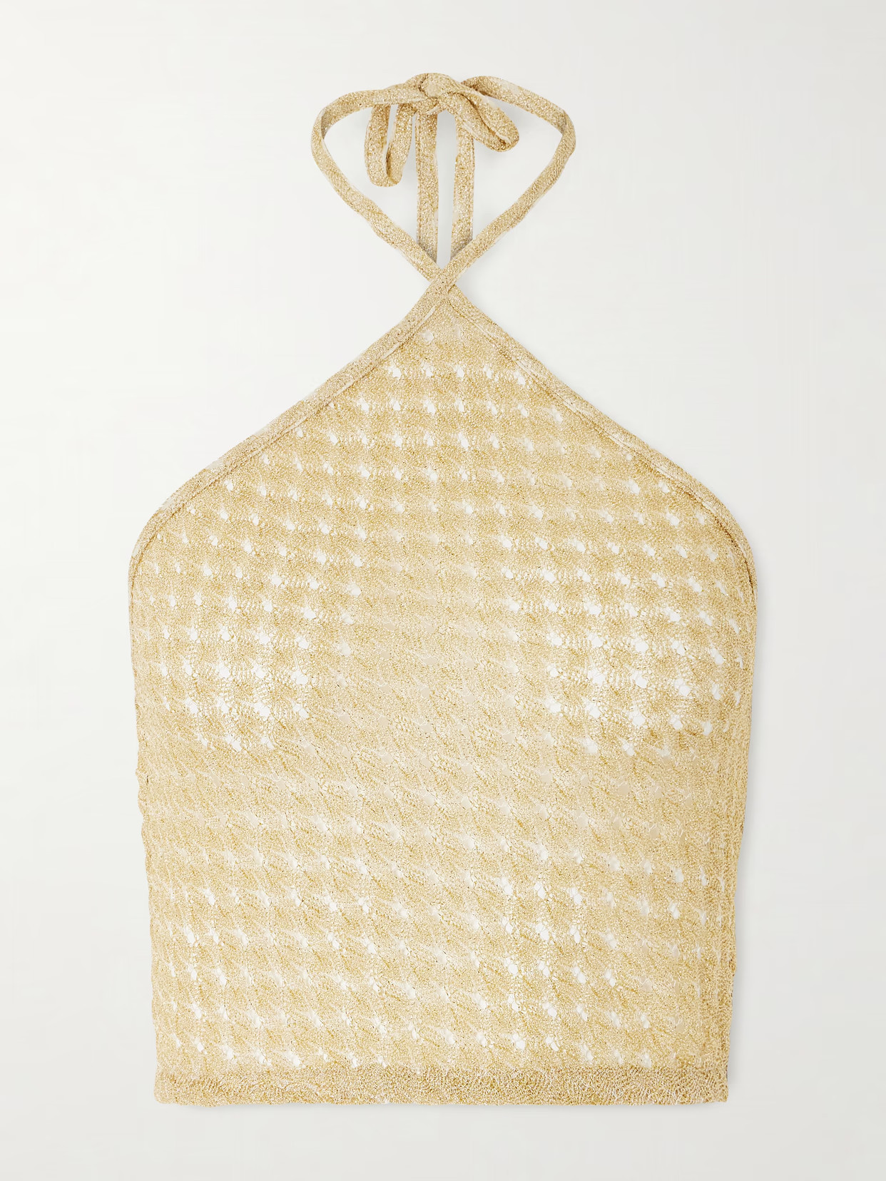 Missoni - Mare Cropped Metallic Crochet-knit Halterneck Top - Gold | NET-A-PORTER (US)