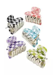 Multi Colored Checkered Mini Claw Clips | Belk