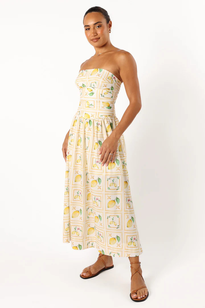 Cintrico Strapless Midi Dress - Lemon | Petal & Pup (US)