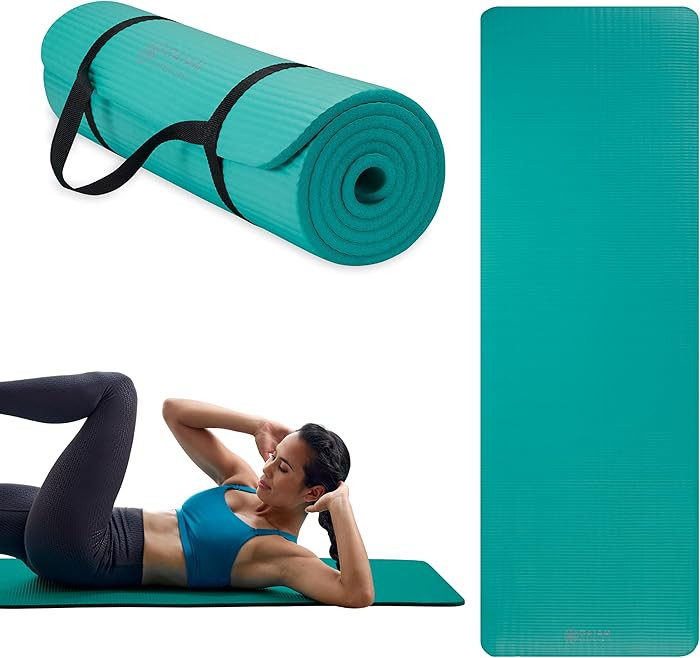 Gaiam Essentials 2/5" Thick (10mm) Yoga & Pilates, Fitness & Exercise Mat with Easy-Cinch Carrier... | Amazon (US)