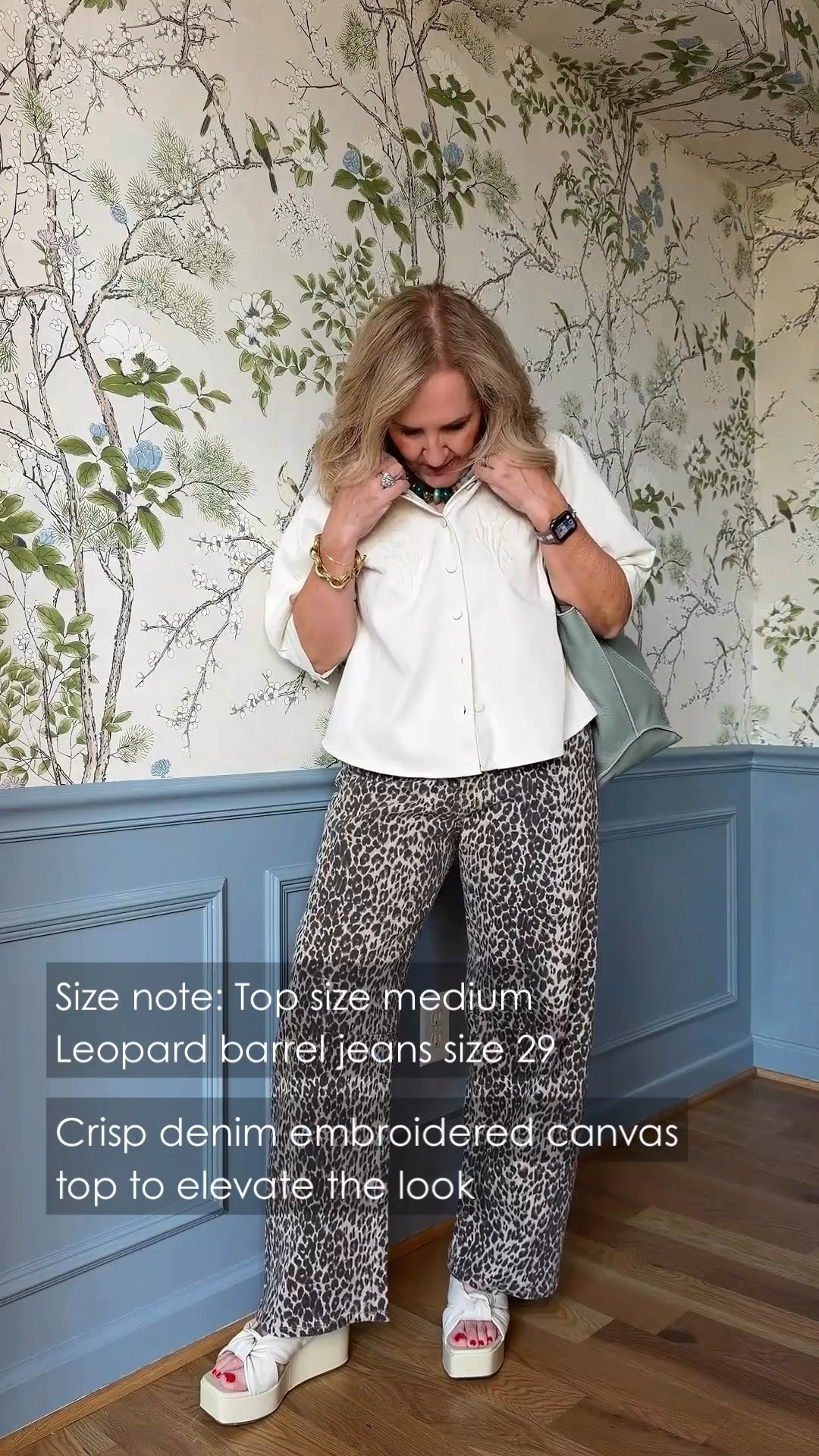 This crisp white blouse and leopard-print wide-leg pants make a chic, effortless combination. The relaxed silhouettes keep the statement print comfortable, while the soft blue tote adds a fresh finishing touch.

💡 LTK MADE EASY
❤️ Heart = Support my posts!
🔖 Save = Get sale & restock alerts
📋 Lists = Keep favorites organized
📲 Share = Send lists and products to a friend. Hello, Christmas List!
💬 Comment = Ask me anything about what I'm wearing.:-)

#LTKootd #LTKgrwm #LTKdayinmylife