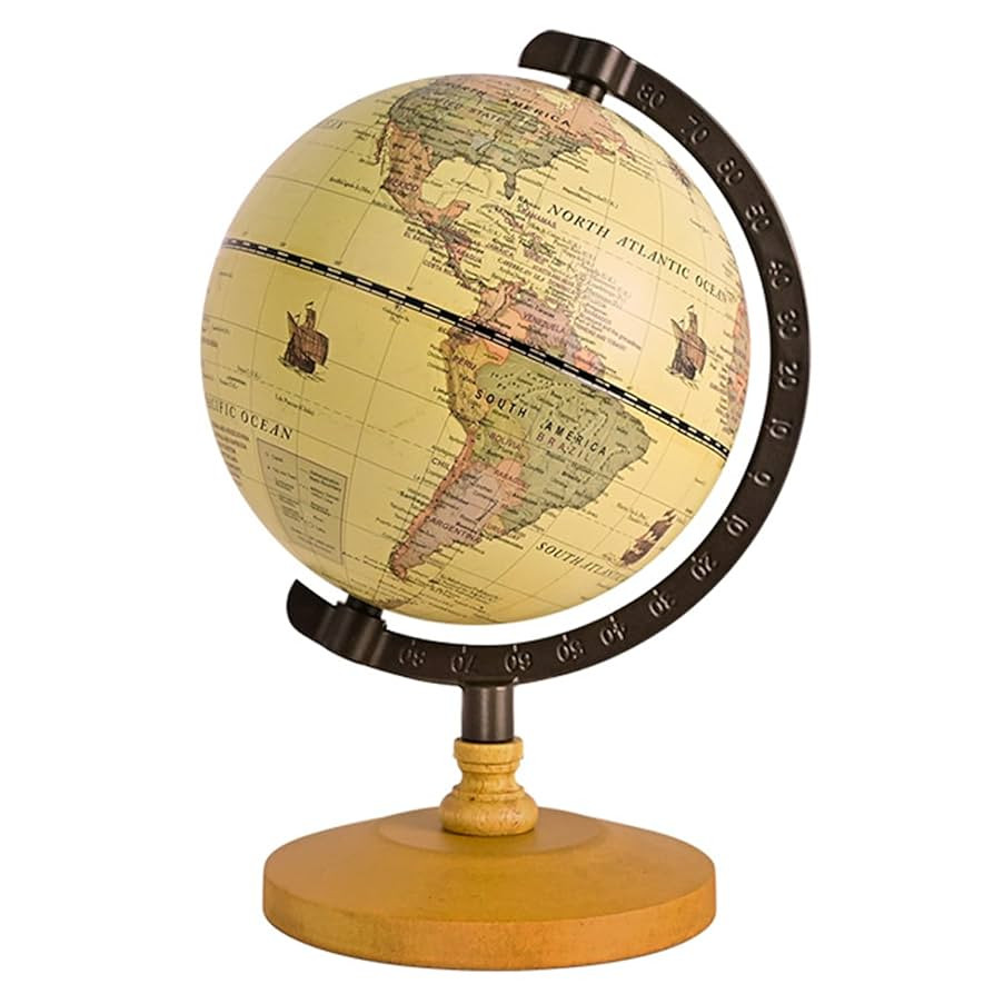 Vintage Mini World Globe for Adults Kids,Dia 5.5" with Wooden Stand Metal Frame,Antique Color Dec... | Amazon (US)