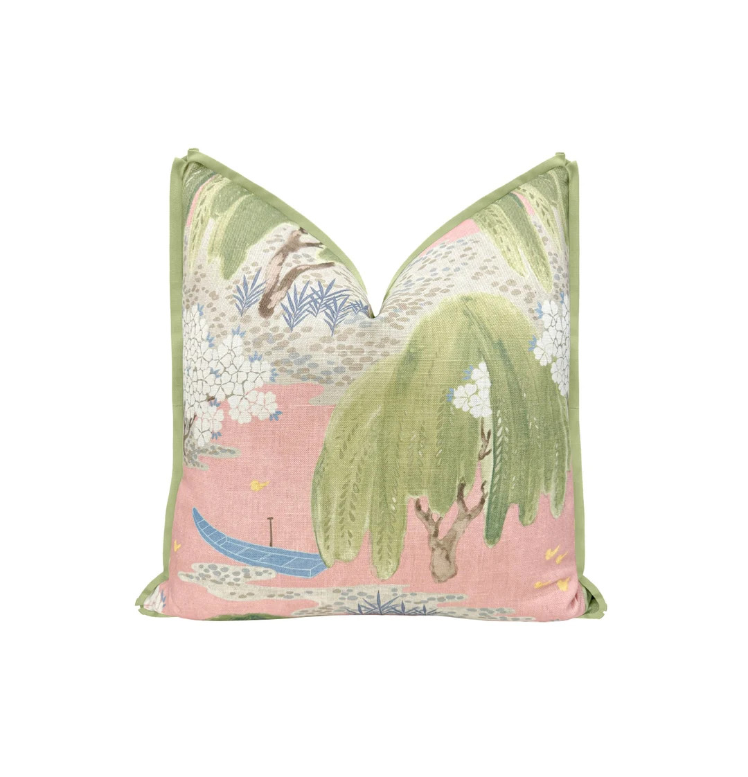 PRE-ORDER Willow Tree // Blush With Butterfly Flange Thibaut Flange Pillow Pink Throw Pillow - Et... | Etsy (US)