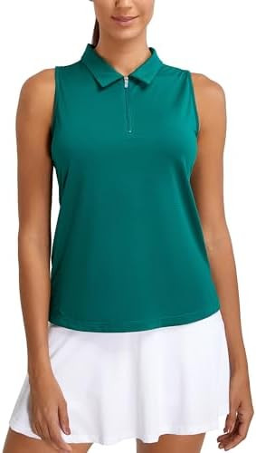 MathCat Womens Golf Polo Shirts, Sleeveless 1/4 Zip UPF 50+ Tennis Tank Top, Racerback with Colla... | Amazon (US)