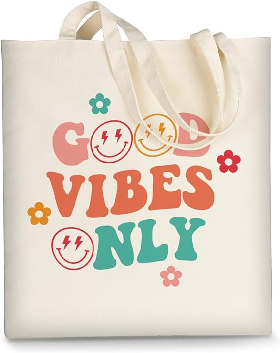 AUSVKAI Canvas Tote Bag Aesthetic for Women, Cute Reusable Cloth Cotton Bags for Shopping Beach T... | Amazon (US)