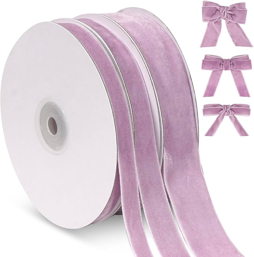 Lavender Velvet Ribbon, Velvet Christmas Ribbon Light Purple, Vintage Velvet Ribbon Set for Chris... | Amazon (US)