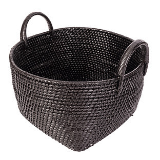 Saboga Home Rattan Basket with Handles Tudor Black | The Container Store
