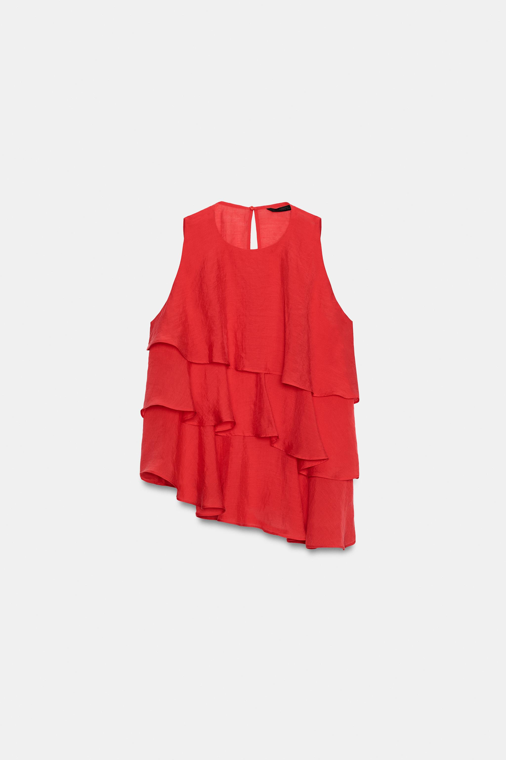 ASYMMETRIC RUFFLED TOP | Zara US