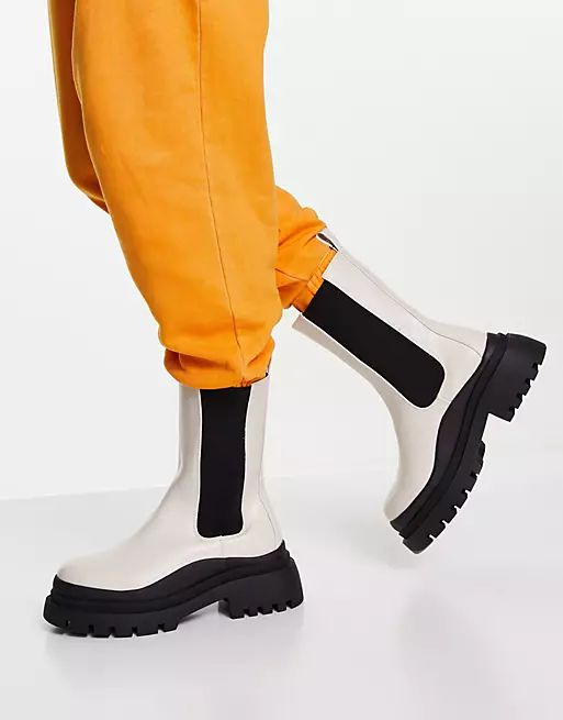 Truffle Collection chunky chelsea boots in cream | ASOS | ASOS (Global)