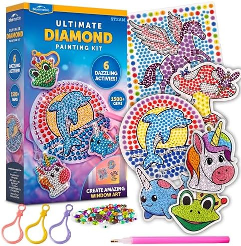 Blue Marble Ultimate Diamond Painting Kit for Kids – 6 Craft Activities with 1500+ Gems, Make 3... | Amazon (US)