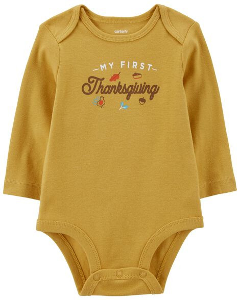 Carter's Baby Girls My First Thanksgiving Collectible Bodysuit 6M Mustard | Carter's