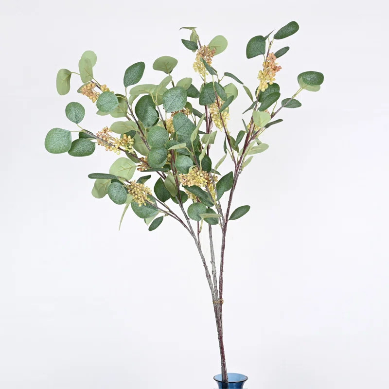35" H Spring Summer Eucalyptus Blossoms Cluster Bush Stem For Vase Filler | Joss & Main