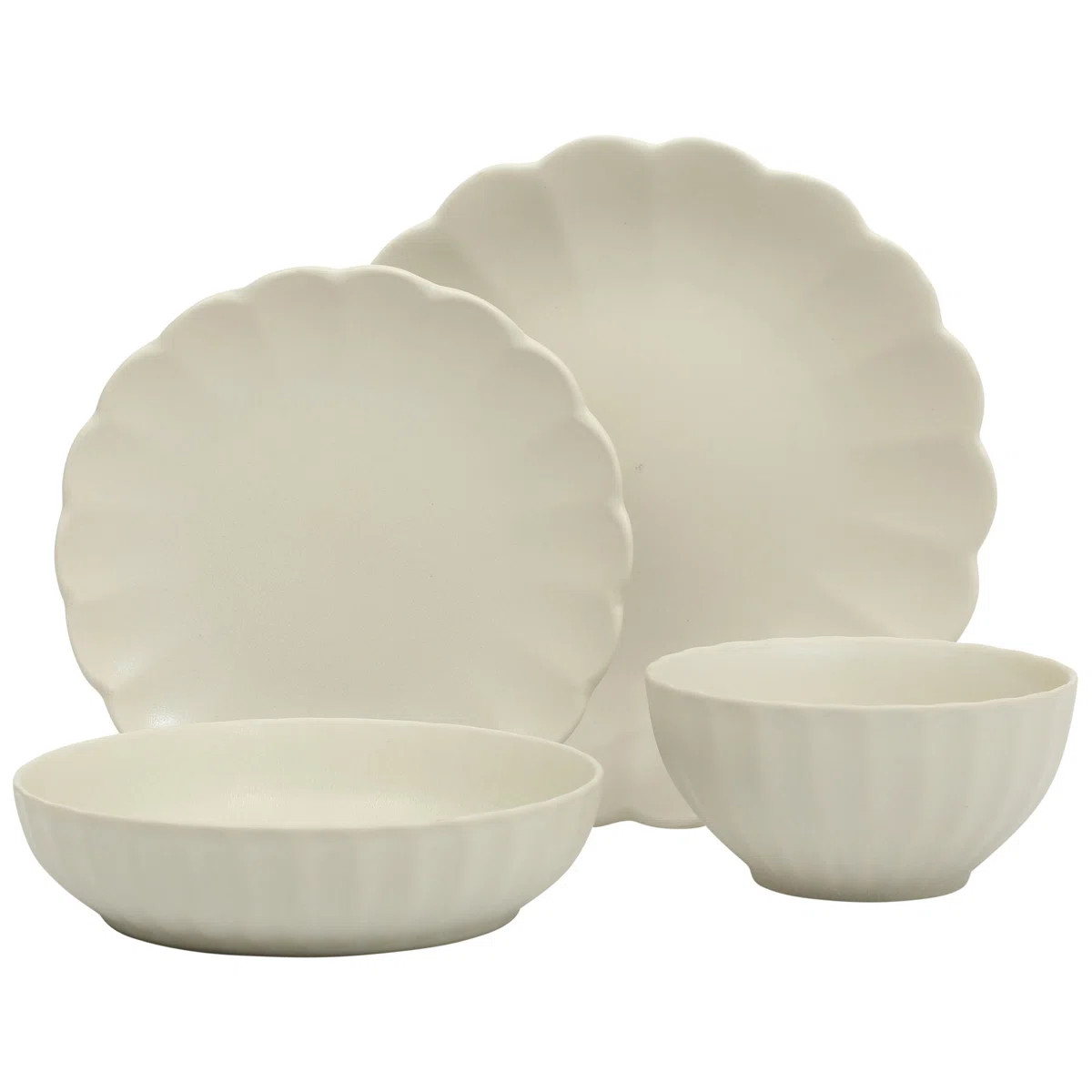Gibson Elite Malibu Shore 16 Piece Scallop Stoneware Reactive Glaze (Service for 4) Ceramic Plate... | Wayfair North America