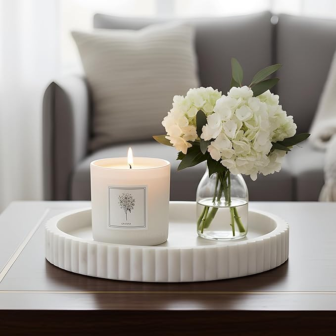 Swadeshi Blessings Handcrafted Marble Decorative Tray for Coffee Table Decor, Round Trays Home De... | Amazon (US)