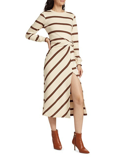 Cody Striped Twist Midi-Dress | Saks Fifth Avenue