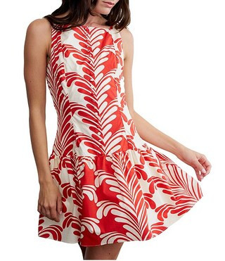 Sade Printed High Square Neck Sleeveless Cotton Poplin Mini Dress | Dillard's