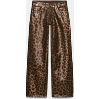 Zara - Z1975 Mid-Rise Straight-Leg Animal-Print Jeans - Leopard - 26 (Us 2) - Woman | Zara US