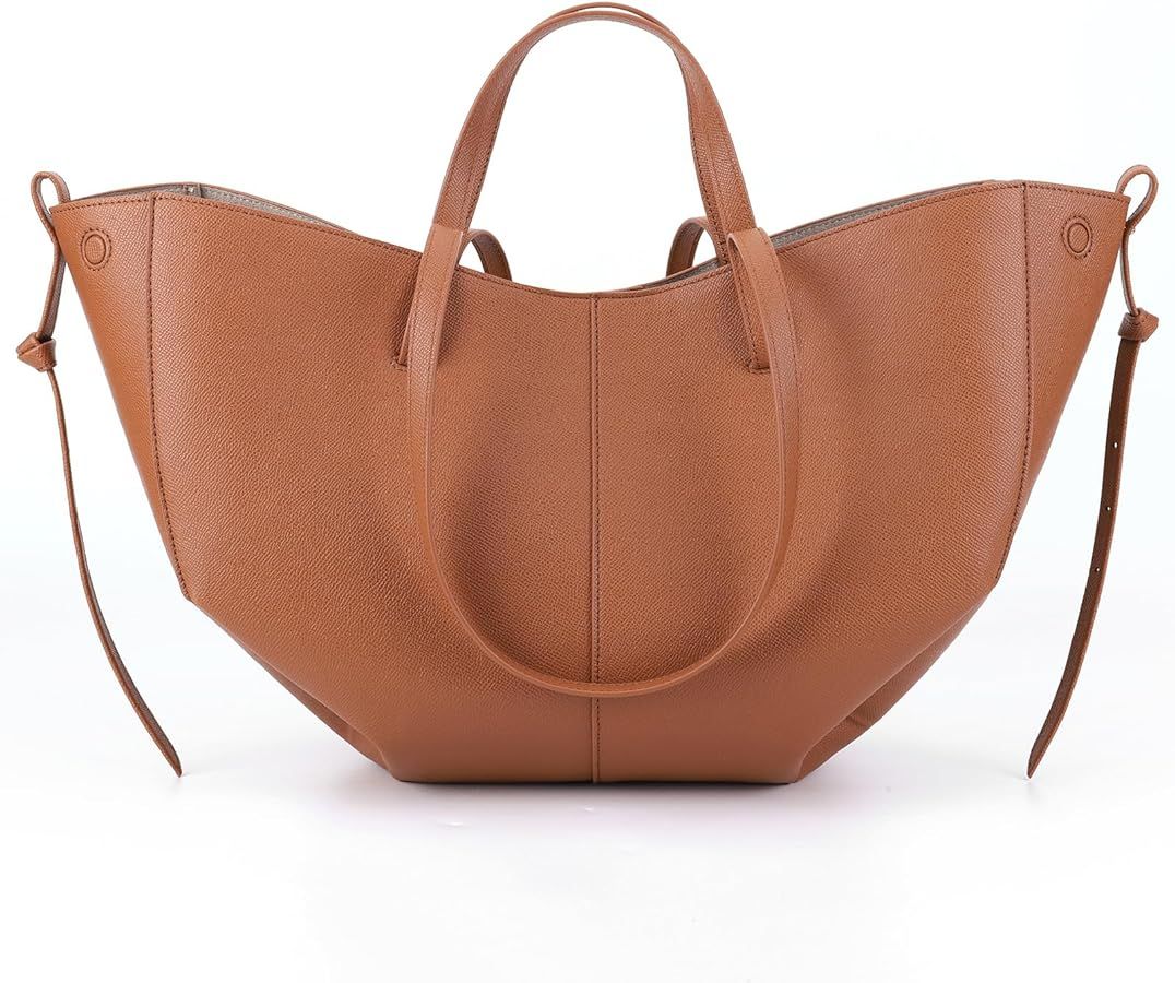 Faux Leather Tote Bag for Women Vintage Shoulder Bag Large Capacity Hobo Handbag Designer Top Handle Satchel Purse | Amazon (US)