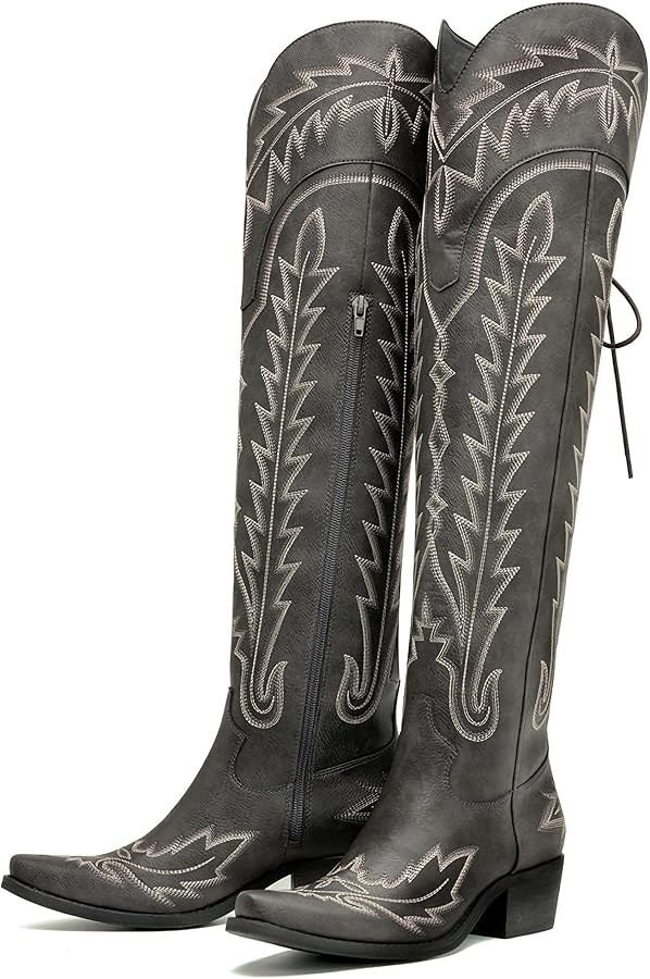 MissHeel Over the Knee Cowboy Boots for Women Adjustable Thigh High Cowgirl Boots | Amazon (US)
