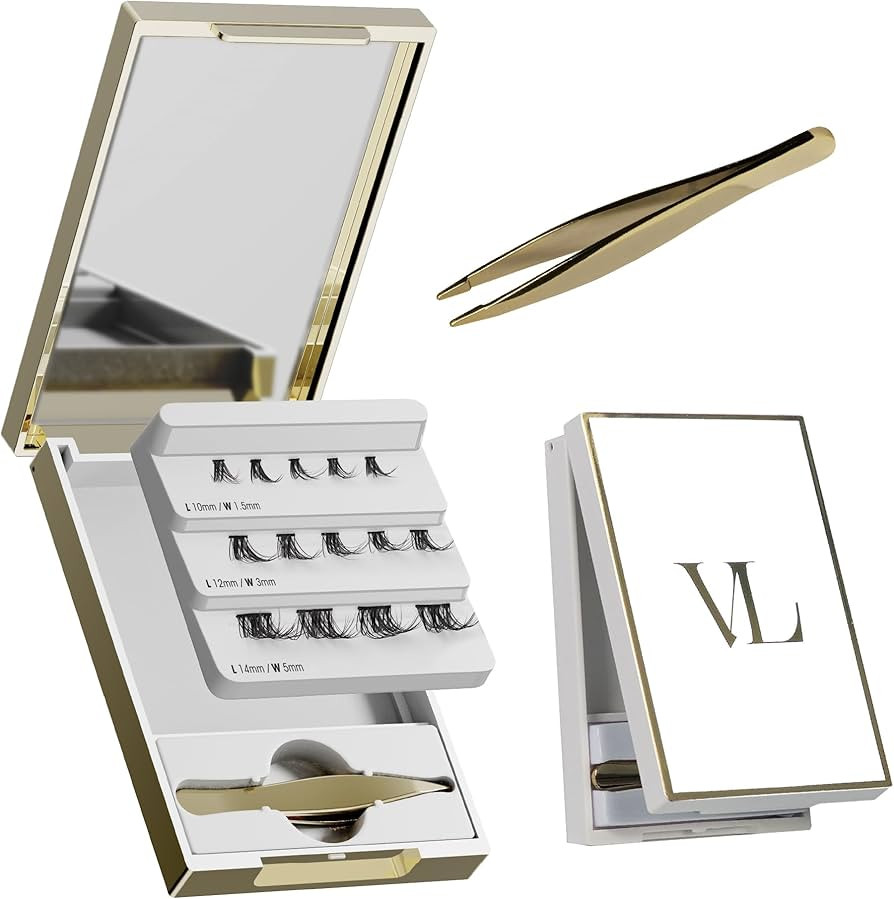 VLuxe Mini Lash Palette with Mirror & Tweezer Applicator, Luxury Lash Cluster Organizer Holder fo... | Amazon (US)