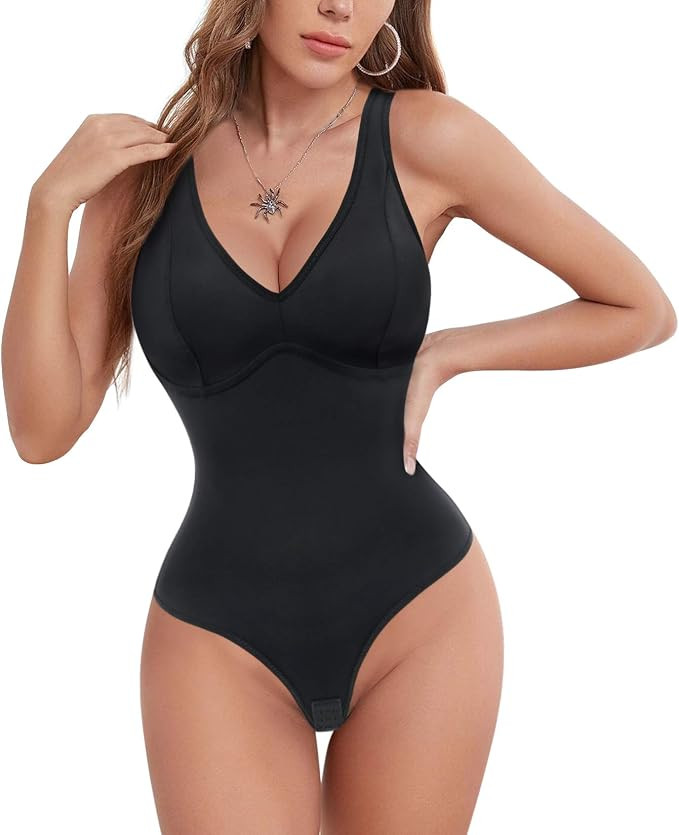 REYEOGO Bodysuit Shapewear for Women Tummy Control Tank Top Camisole Sleeveless V Neck Padded Bra... | Amazon (US)