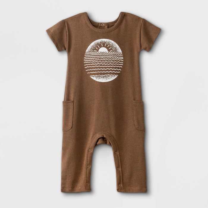Grayson Mini Baby Boys' Sunset Short Sleeve Romper - Brown | Target