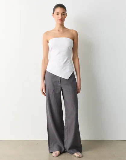 High Rise Tailored 100% Linen Pant in Smoke Show | Glassons AU | Glassons (Australia)