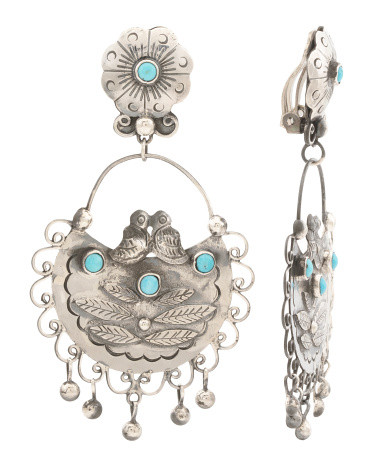 Made In Mexico Sterling Silver Frida Folk Turquoise Earrings | TJ Maxx