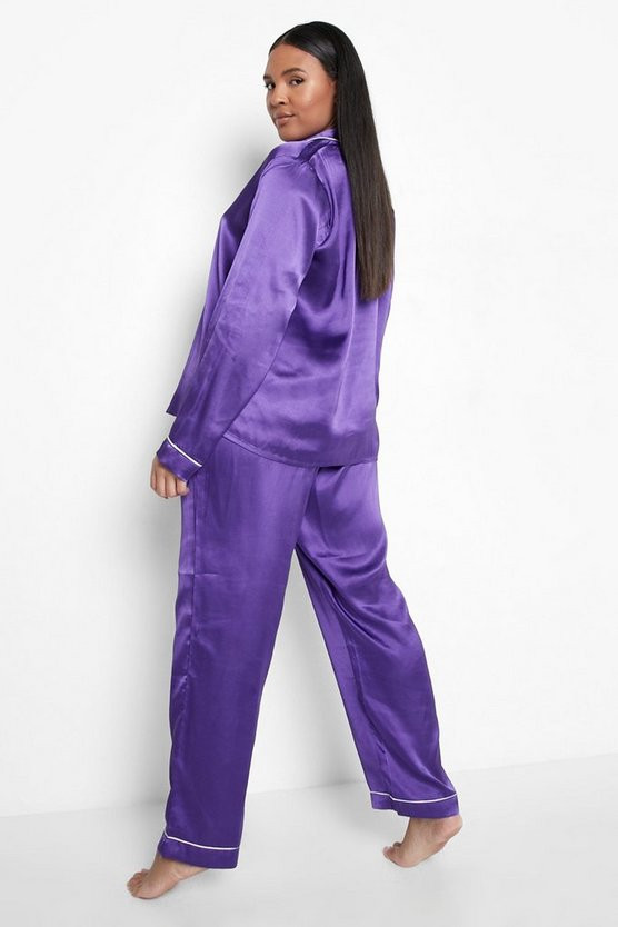 Plus Contrast Piping Pajama Pants Set | Boohoo.com (US & CA)