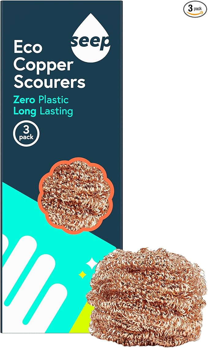 Seep Recyclable Wire Metal Copper Scourer Pads 3 Pack - Spiral 100% Copper Scourer - Long Lasting... | Amazon (UK)