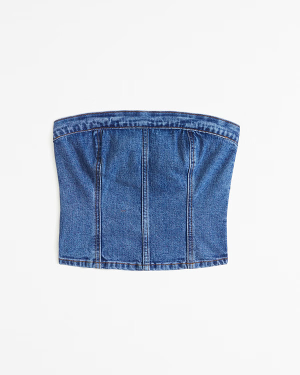 Women's Strapless Denim Set Top | Women's Clearance | Abercrombie.com | Abercrombie & Fitch (US)