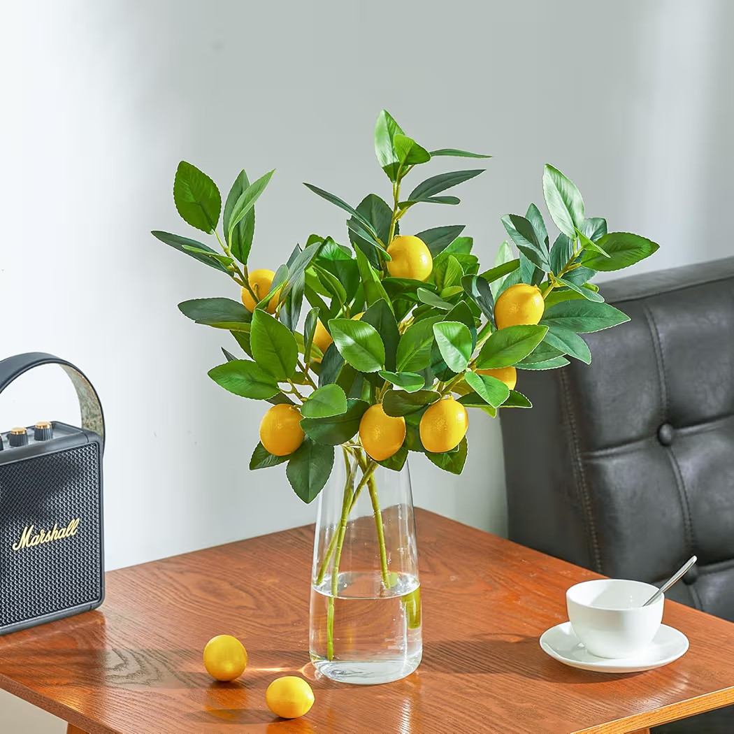 3 PCS Artificial Lemon Branches for Vase 18 Inch Fake Lemons Fruit Picks Faux Lemons Tree Decor R... | Amazon (US)