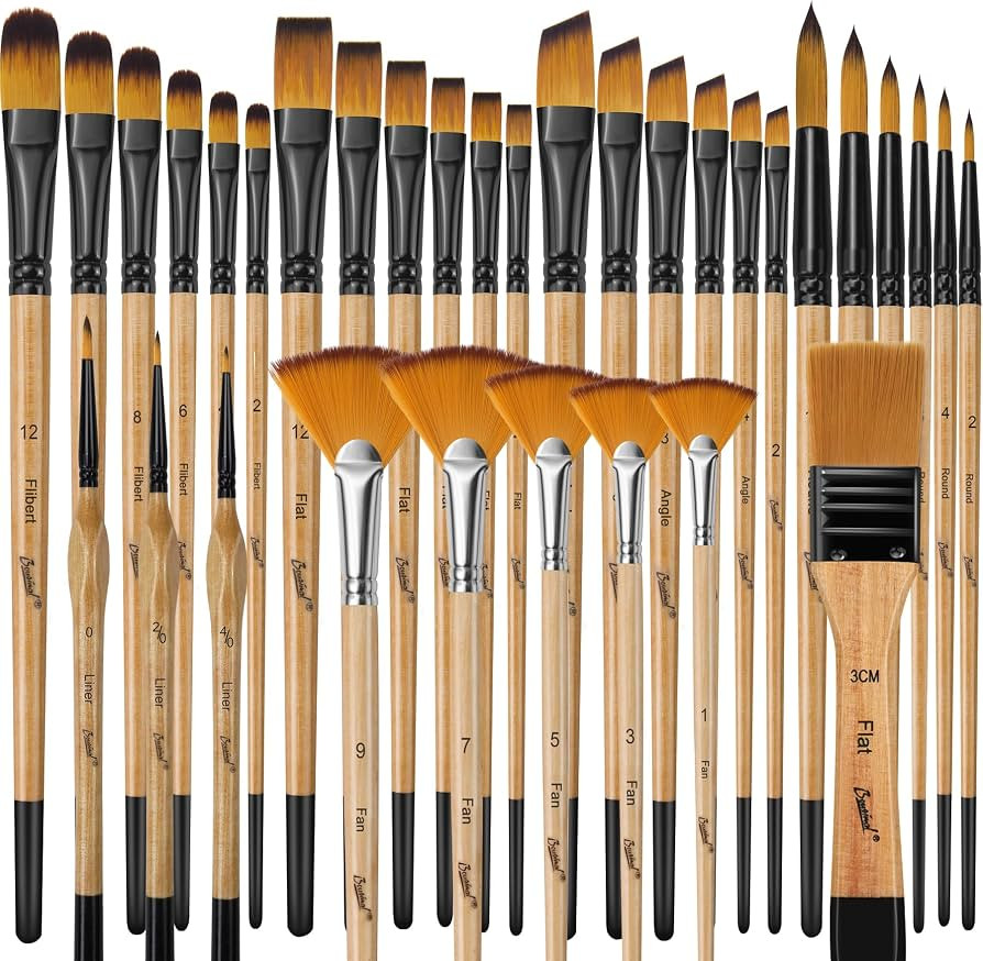 Bougimal 33 Pcs Paint Brush Set, Artist Paint Brushes for Acrylic Painting, Oil, Watercolor, Goua... | Amazon (US)