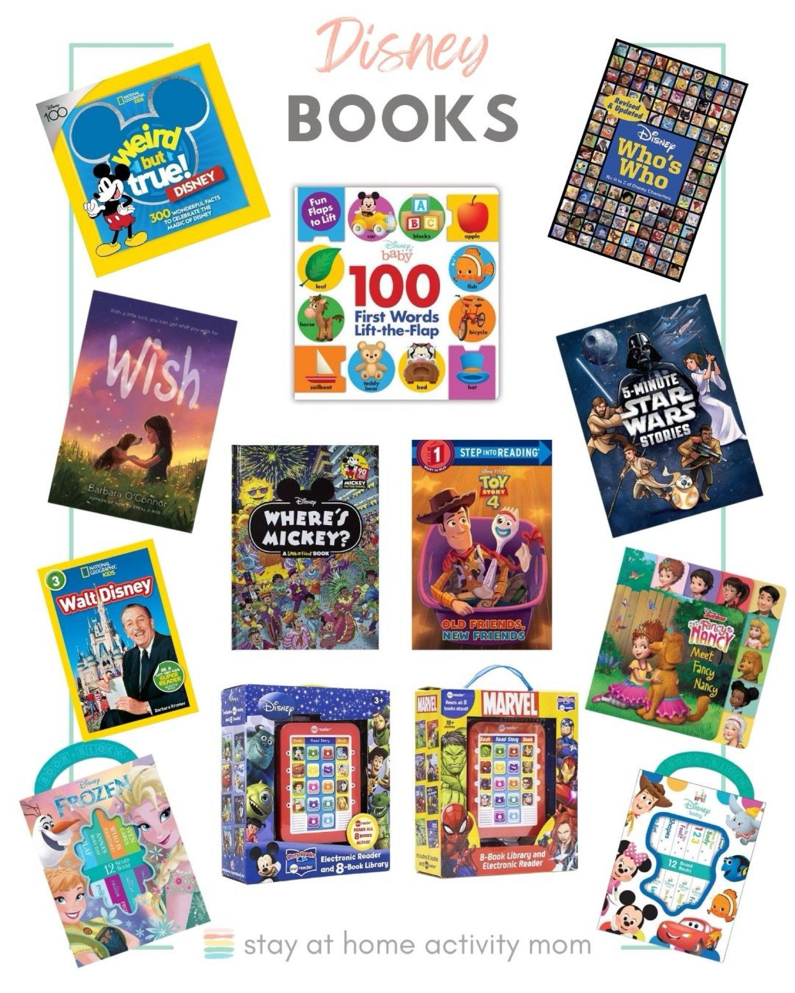 We have gathered up a huge variety of Disney themed books, there are options for all different reading levels. The “Who’s Who” is similar to a yearbook and would be a great autograph book for your next trip. It’s a personal favorite!

#LTKbaby #LTKkids #LTKfamily