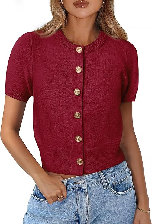 PRETTYGARDEN Womens Casual Summer Short Sleeve Cardigans 2025 Button Down Knitted Sweater Basic C... | Amazon (US)