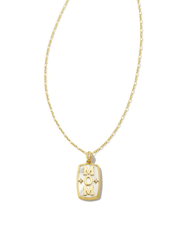 Mom 18k Gold Vermeil Stone Tag Necklace in Ivory Mother-of-Pearl | Kendra Scott | Kendra Scott