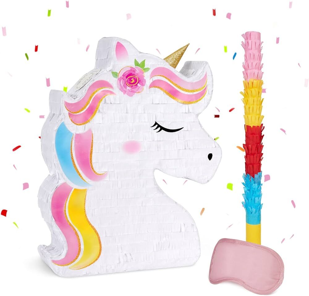 Unicorn Pinata - Unicorn Party Supplies Pinata Bundle with Blindfold and Bat for Girls Kids Rainb... | Amazon (US)