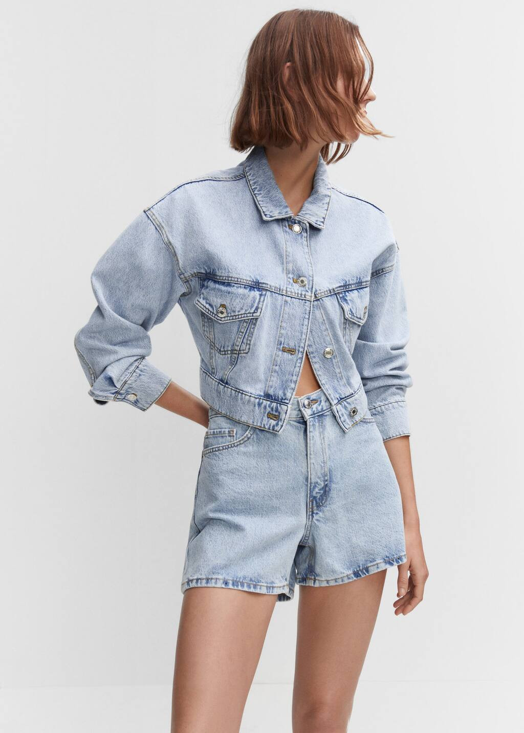 High-waist denim shorts | MANGO (US)